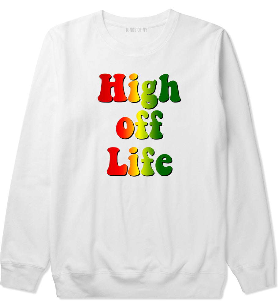High Off Life Mens Crewneck Sweatshirt White by Kings Of NY