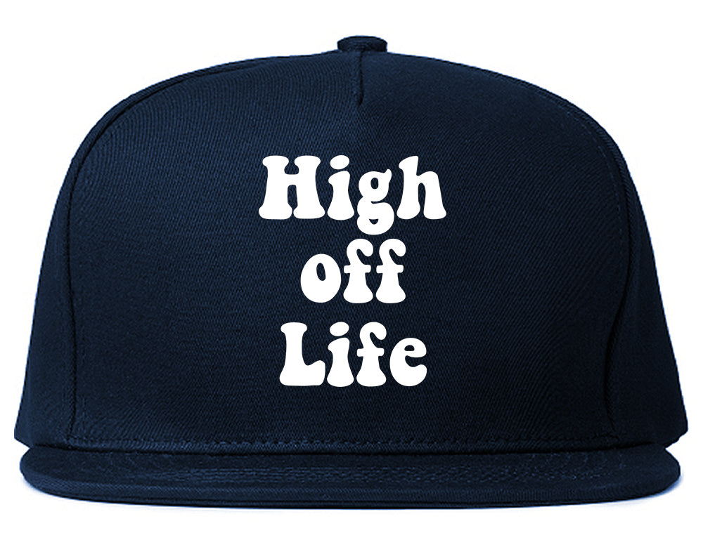 High Off Life Mens Snapback Hat Navy Blue