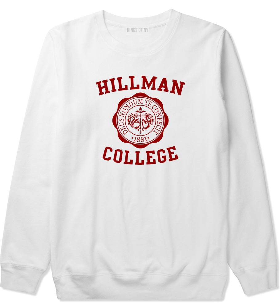 Hillman College Mens Crewneck Sweatshirt White