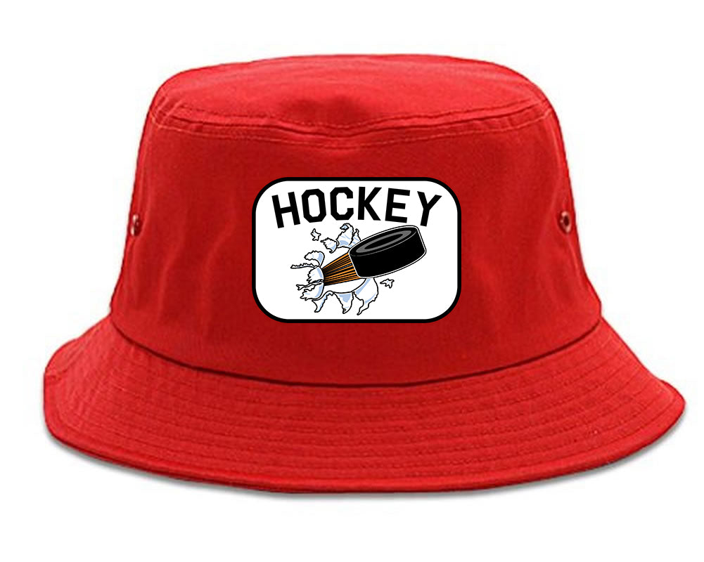 Hockey Goalie Puck Mens Snapback Hat Red