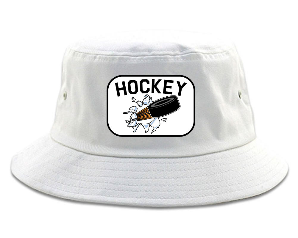 Hockey Goalie Puck Mens Snapback Hat White