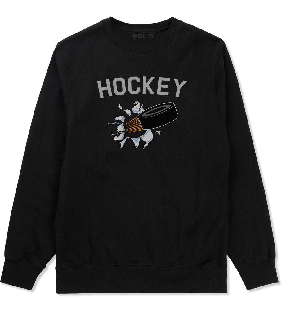 Hockey Goalie Puck Mens Crewneck Sweatshirt Black