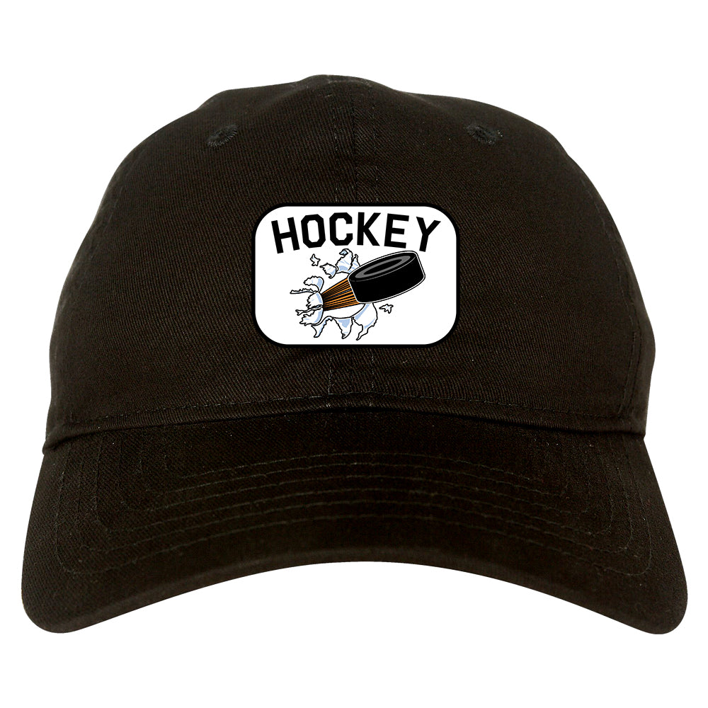 Hockey Goalie Puck Mens Dad Hat Baseball Cap Black