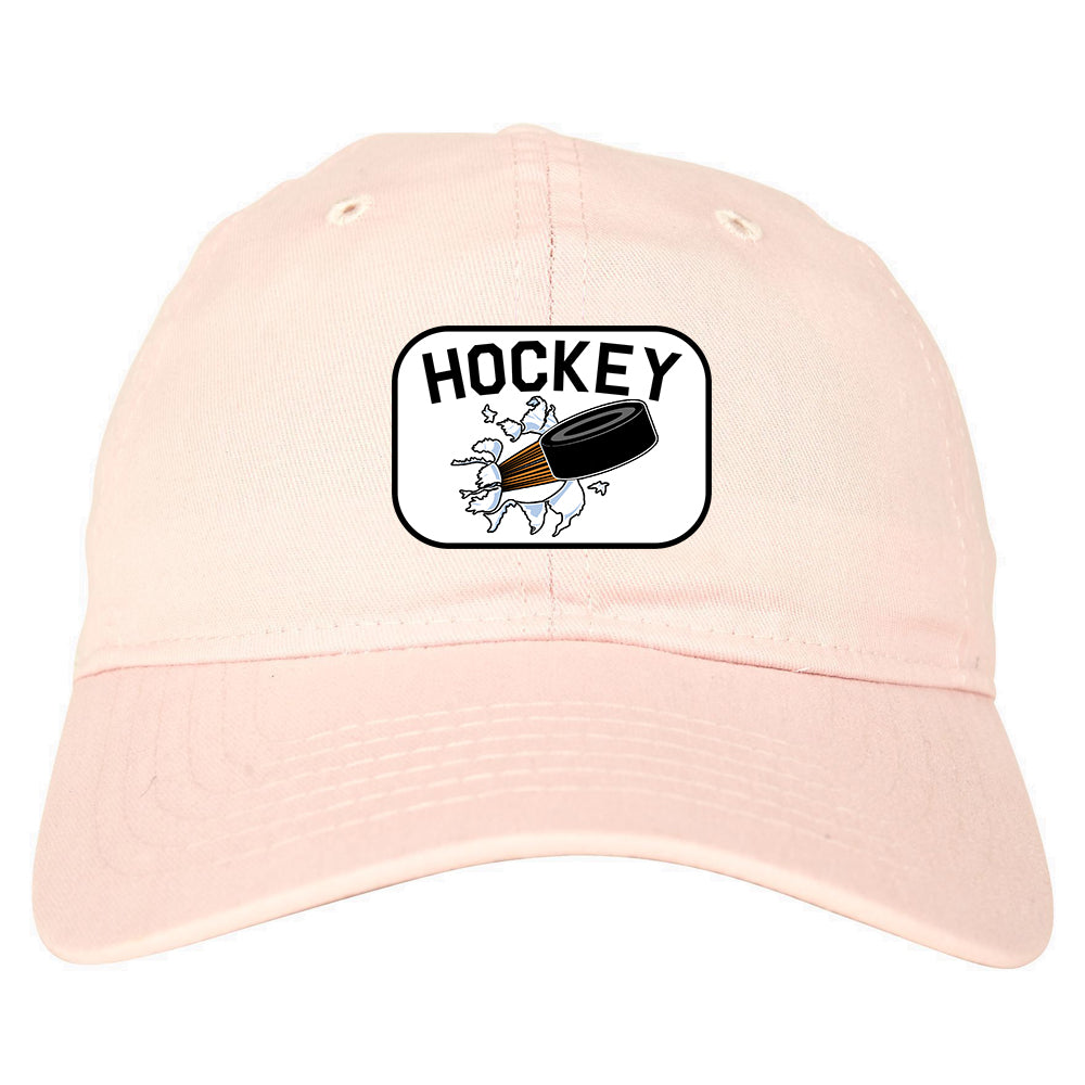 Hockey Goalie Puck Mens Dad Hat Baseball Cap Pink