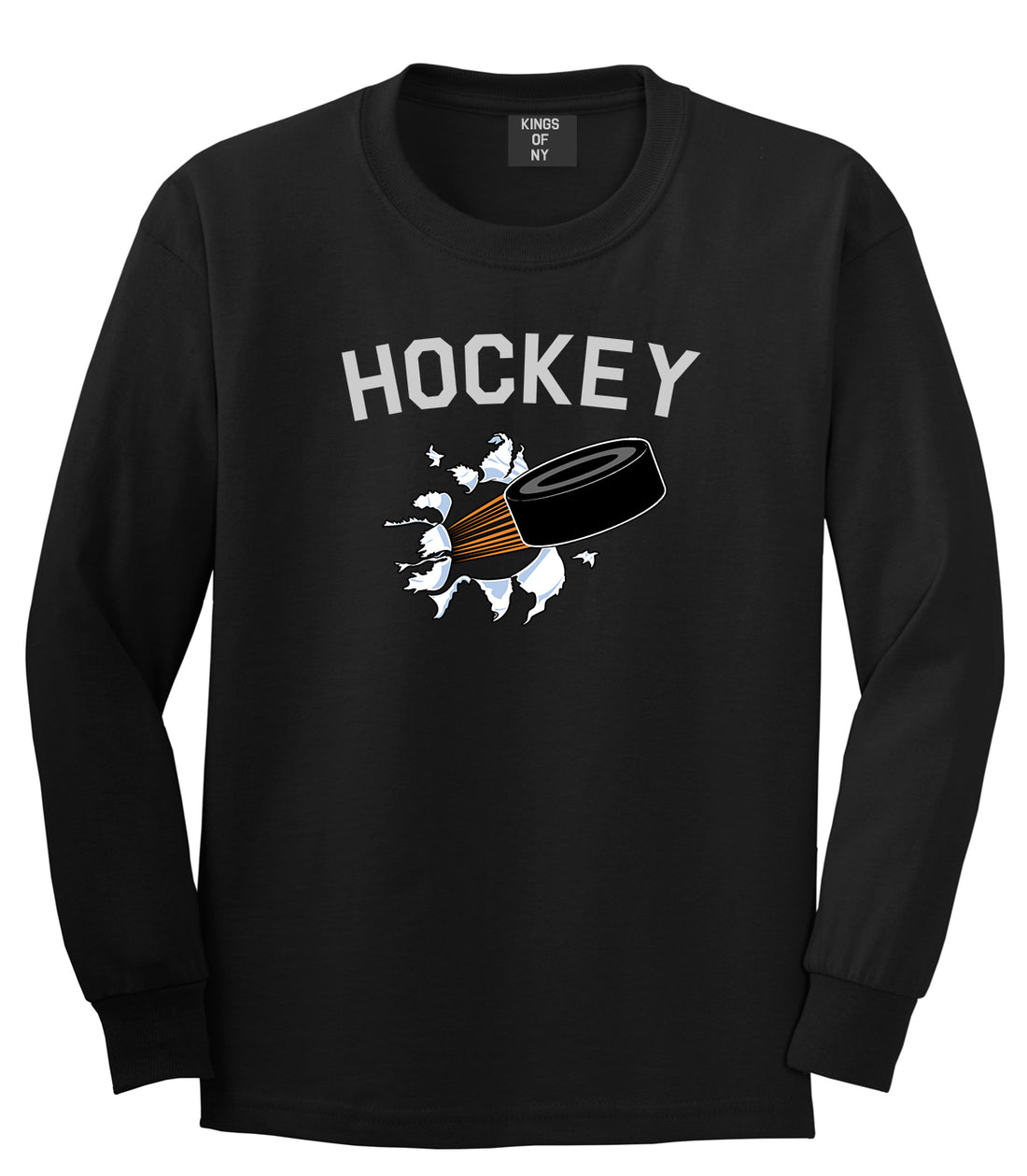 Hockey Goalie Puck Mens Long Sleeve T-Shirt Black