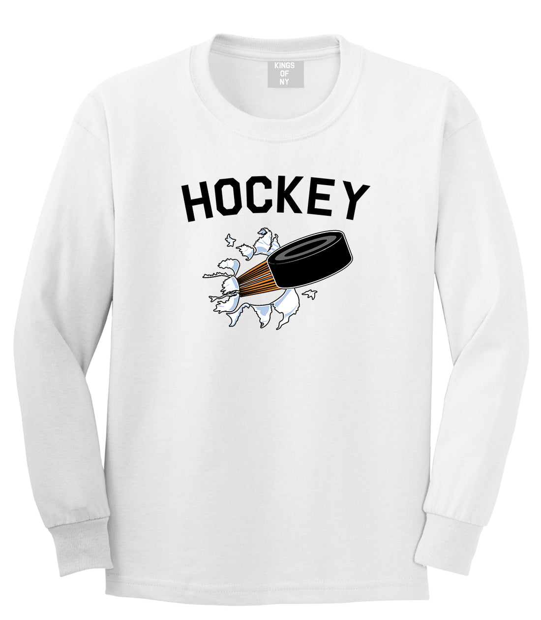 Hockey Goalie Puck Mens Long Sleeve T-Shirt White