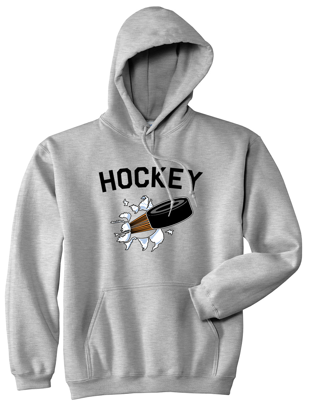 Hockey Goalie Puck Mens Pullover Hoodie Grey