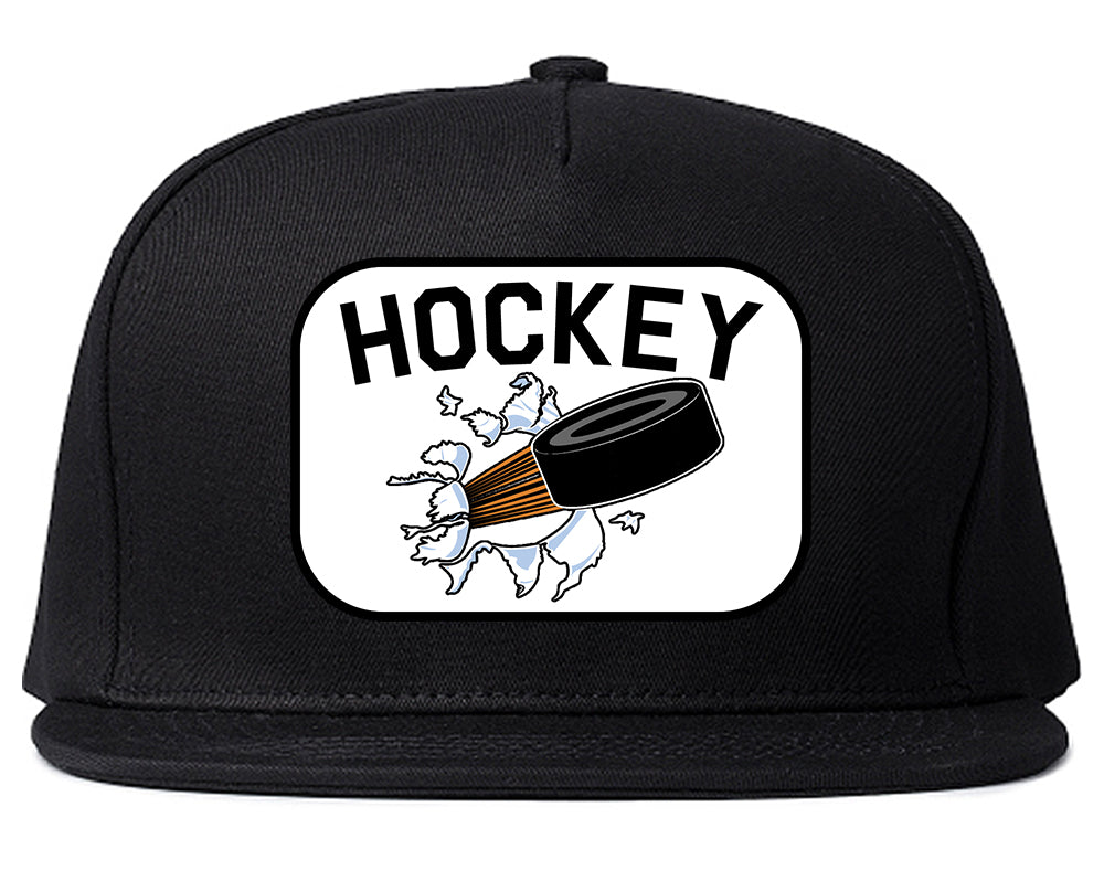 Hockey Goalie Puck Mens Snapback Hat Black