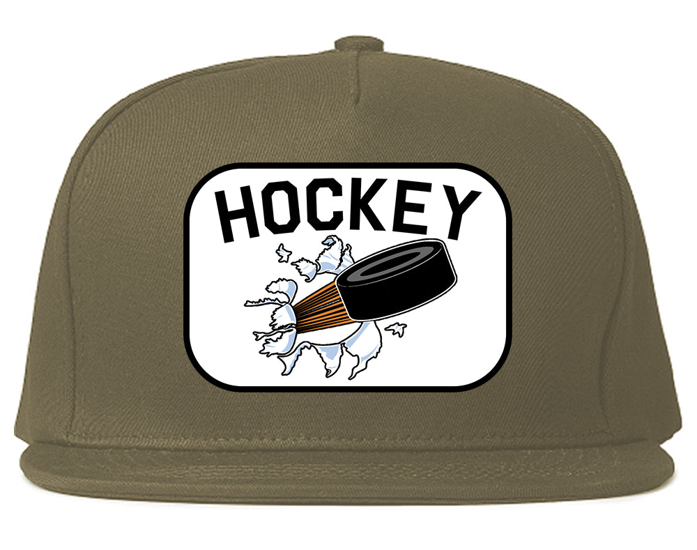 Hockey Goalie Puck Mens Snapback Hat Grey