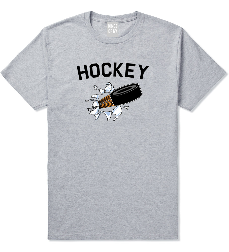 Hockey Goalie Puck Mens T Shirt Grey