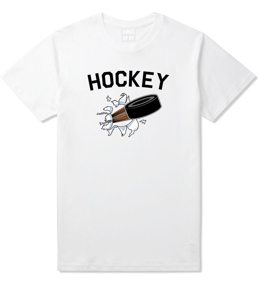 Hockey Goalie Puck Mens T Shirt White