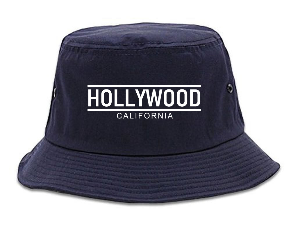 Hollywood California City Lines Mens Bucket Hat Navy Blue