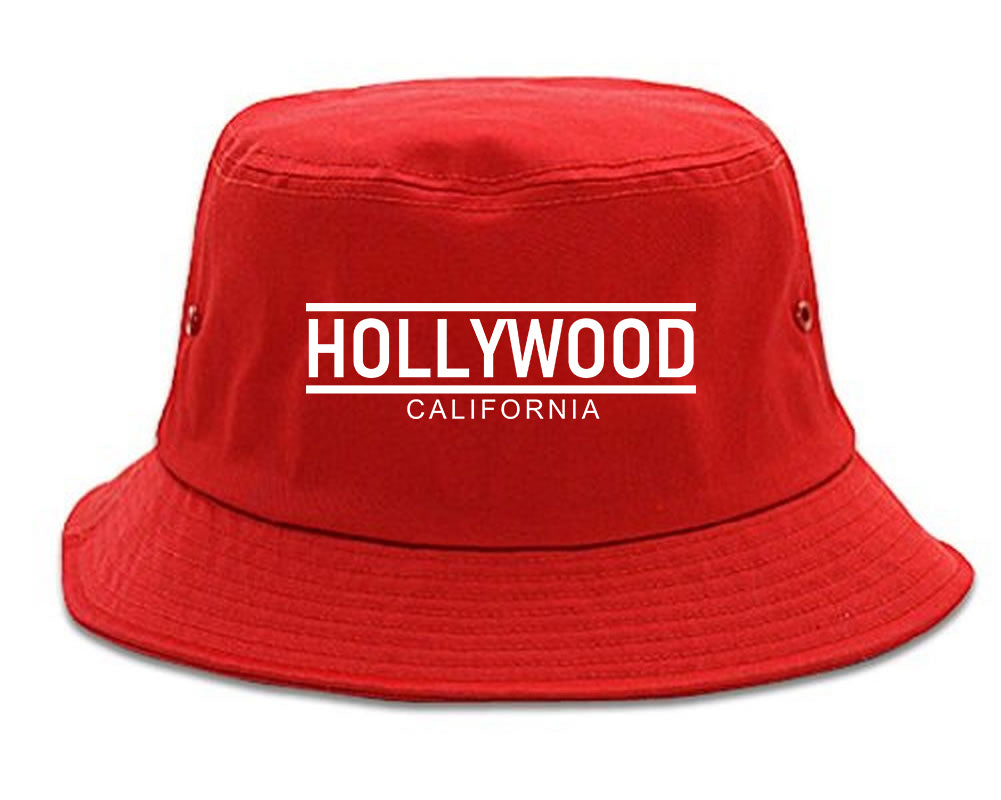 Hollywood California City Lines Mens Bucket Hat Red