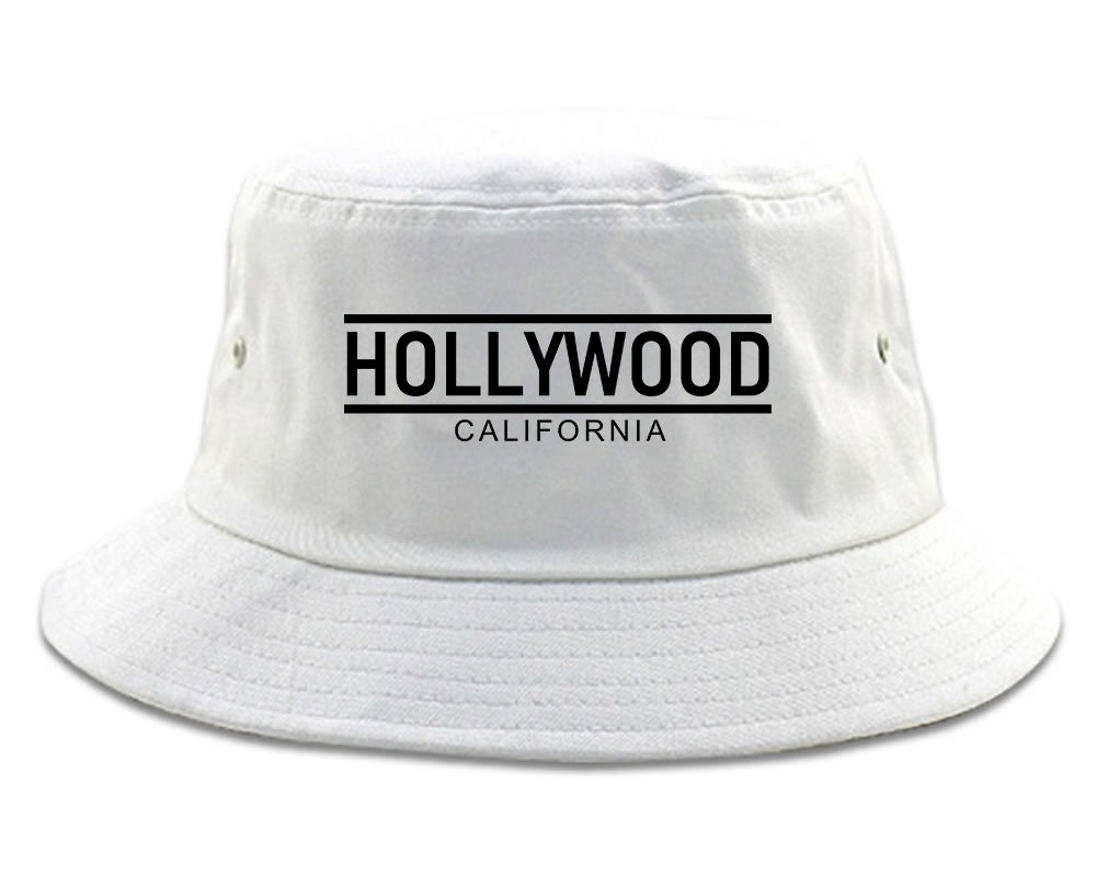 Hollywood California City Lines Mens Bucket Hat White