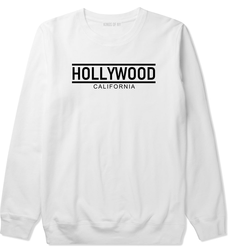 Hollywood California City Lines Mens Crewneck Sweatshirt White