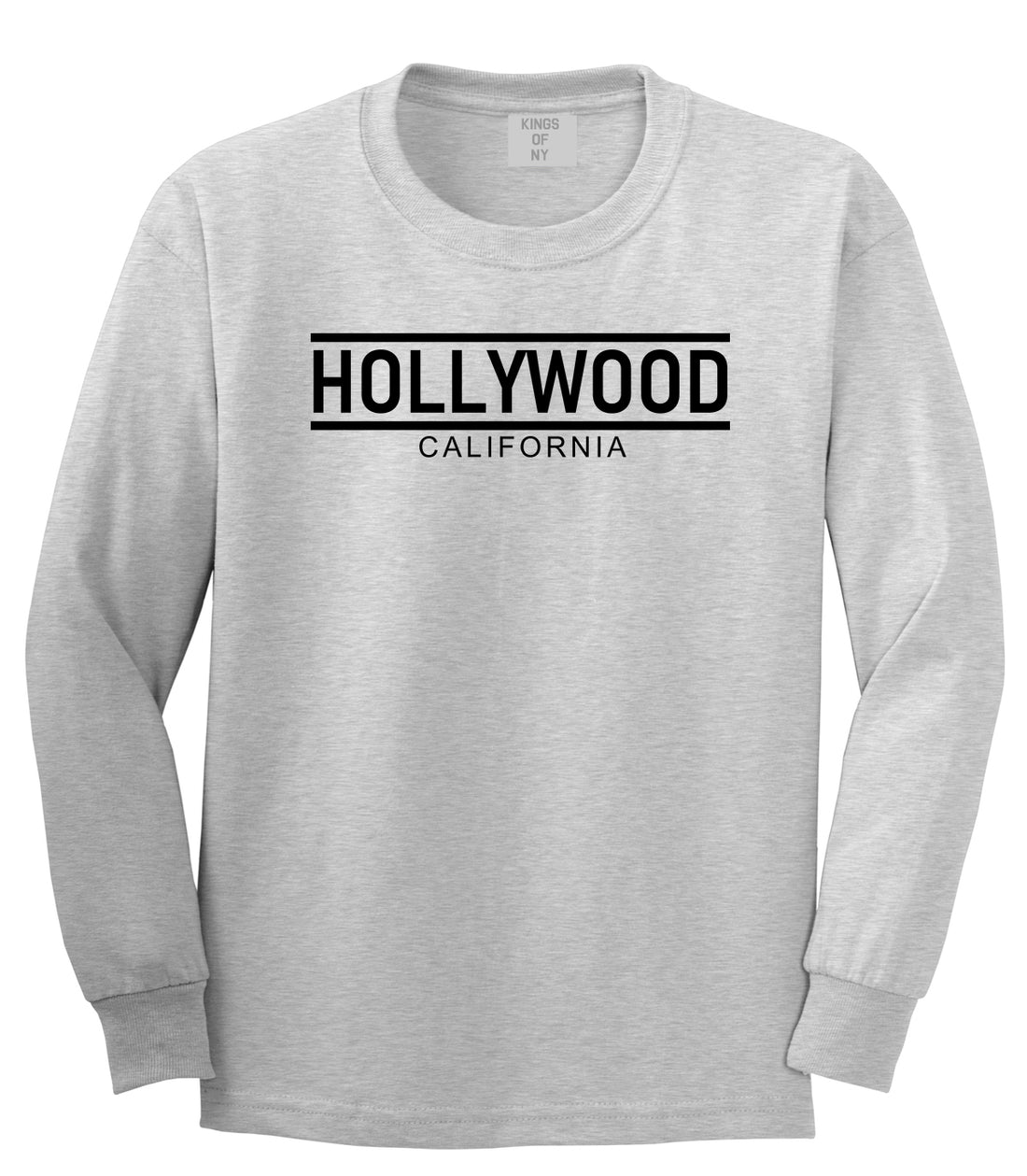 Hollywood California City Lines Mens Long Sleeve T-Shirt Grey