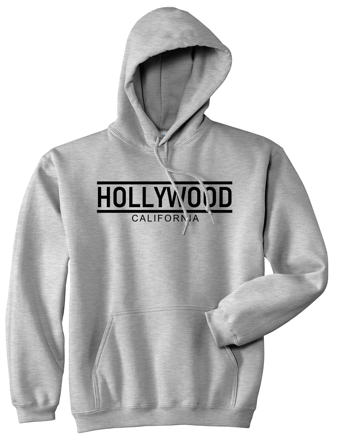 Hollywood California City Lines Mens Pullover Hoodie Grey