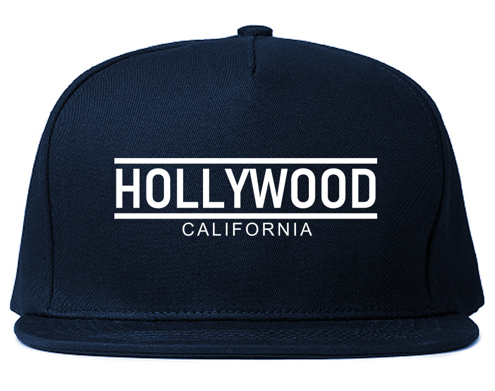 Hollywood California City Lines Mens Snapback Hat Navy Blue