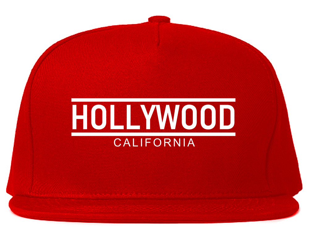 Hollywood California City Lines Mens Snapback Hat Red