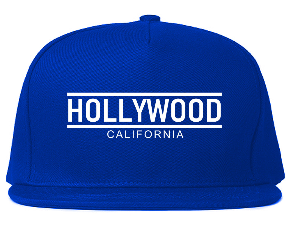 Hollywood California City Lines Mens Snapback Hat Royal Blue