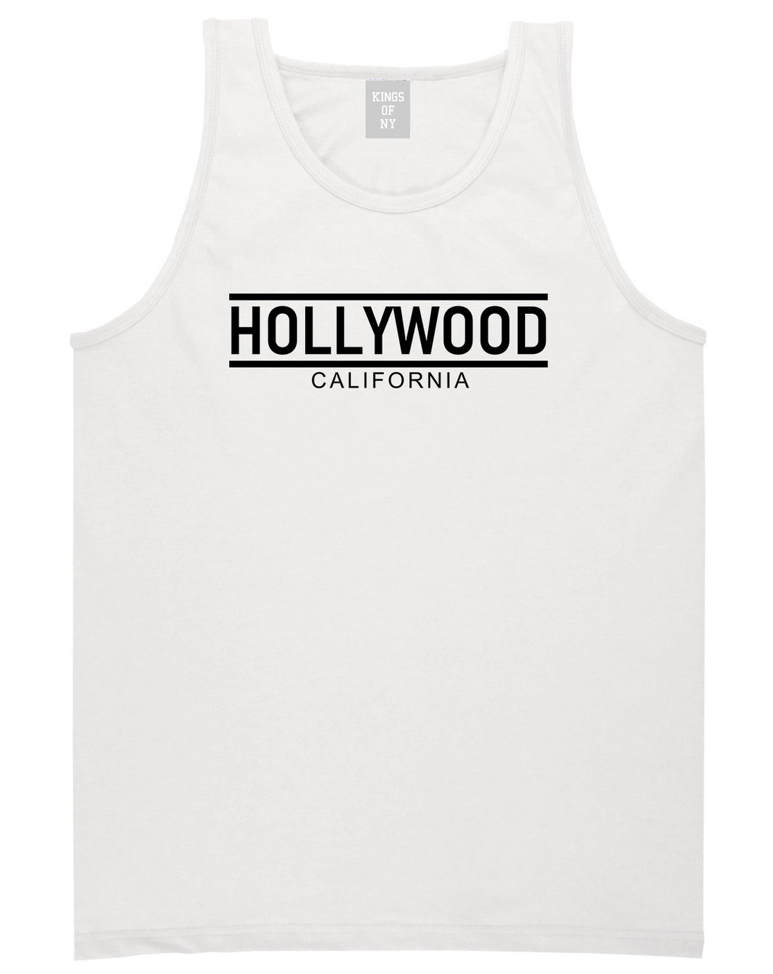 Hollywood California City Lines Mens Tank Top T-Shirt White