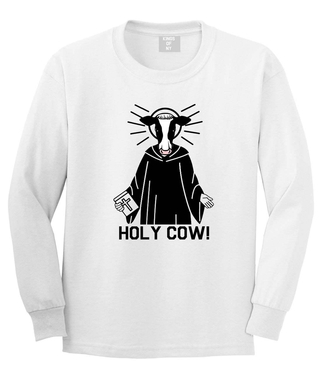 Holy Cow Funny Mens Long Sleeve T-Shirt White