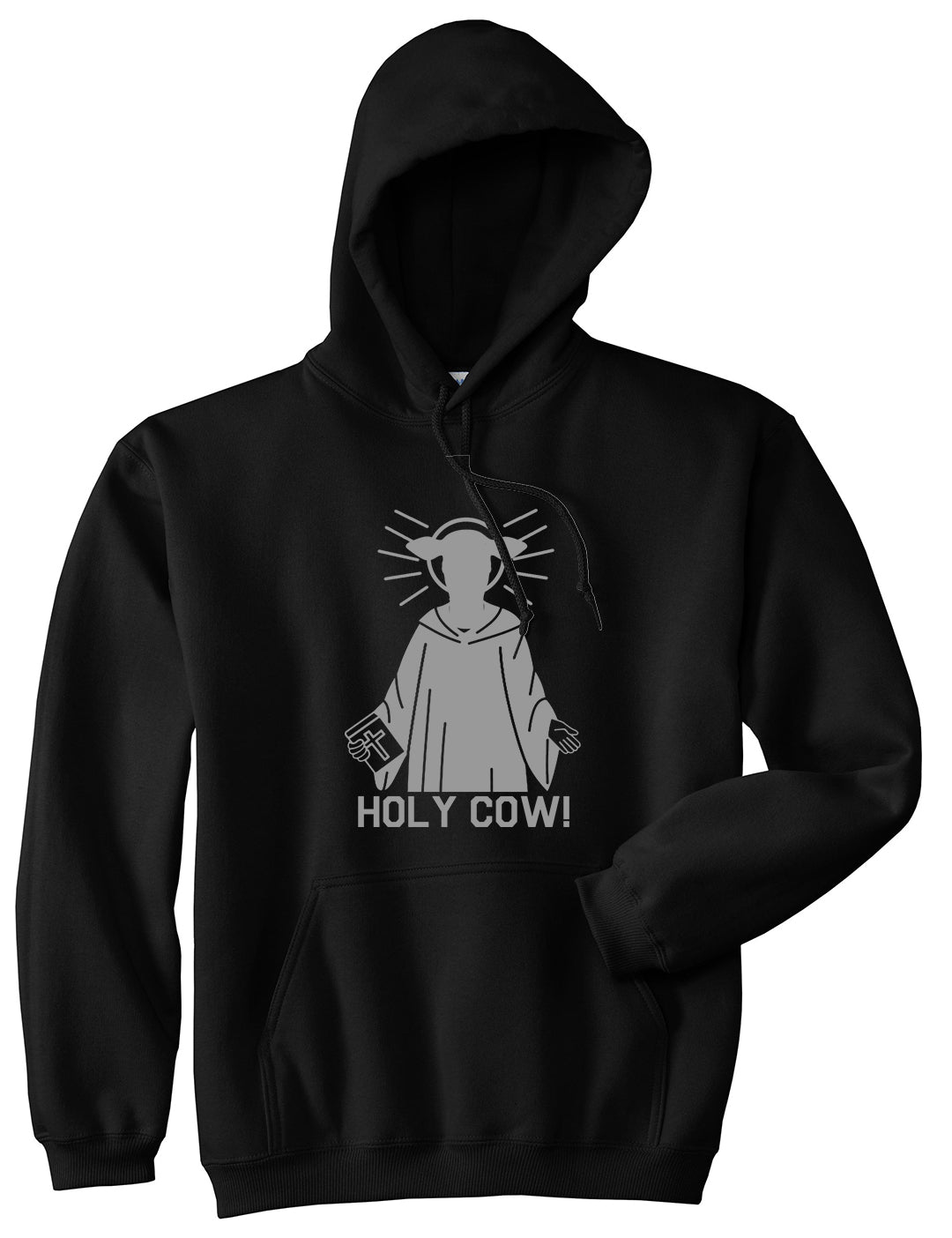 Holy Cow Funny Mens Pullover Hoodie Black