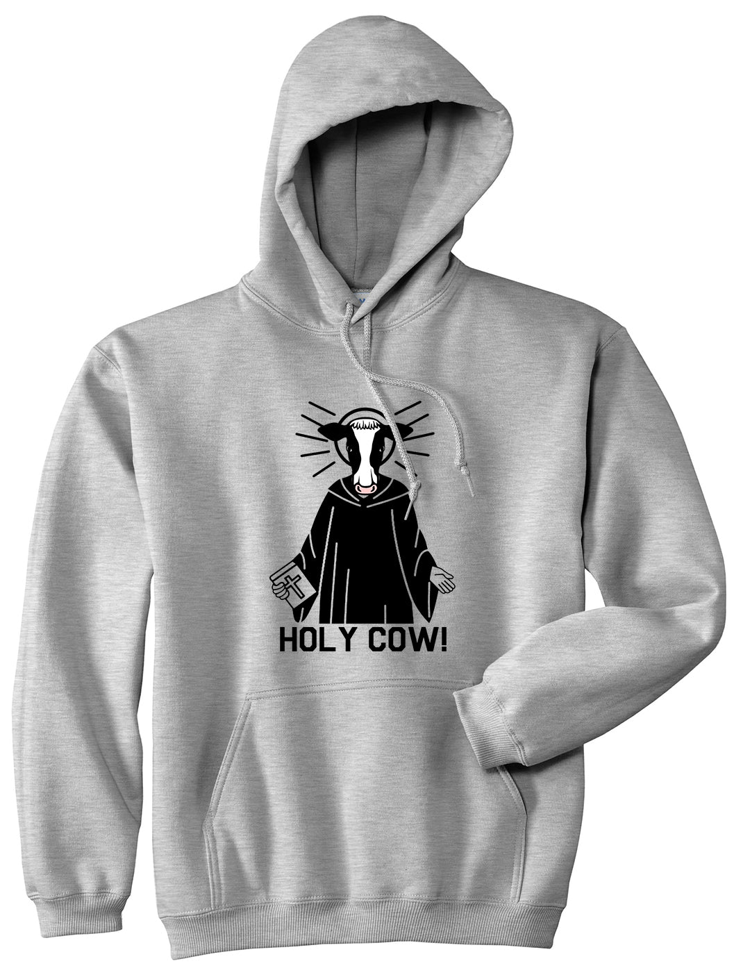 Holy Cow Funny Mens Pullover Hoodie Grey