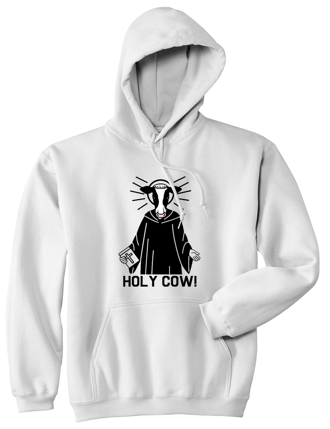 Holy Cow Funny Mens Pullover Hoodie White