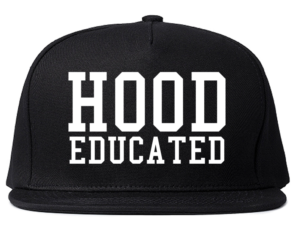 Hood Educated Funny College Mens Snapback Hat Black