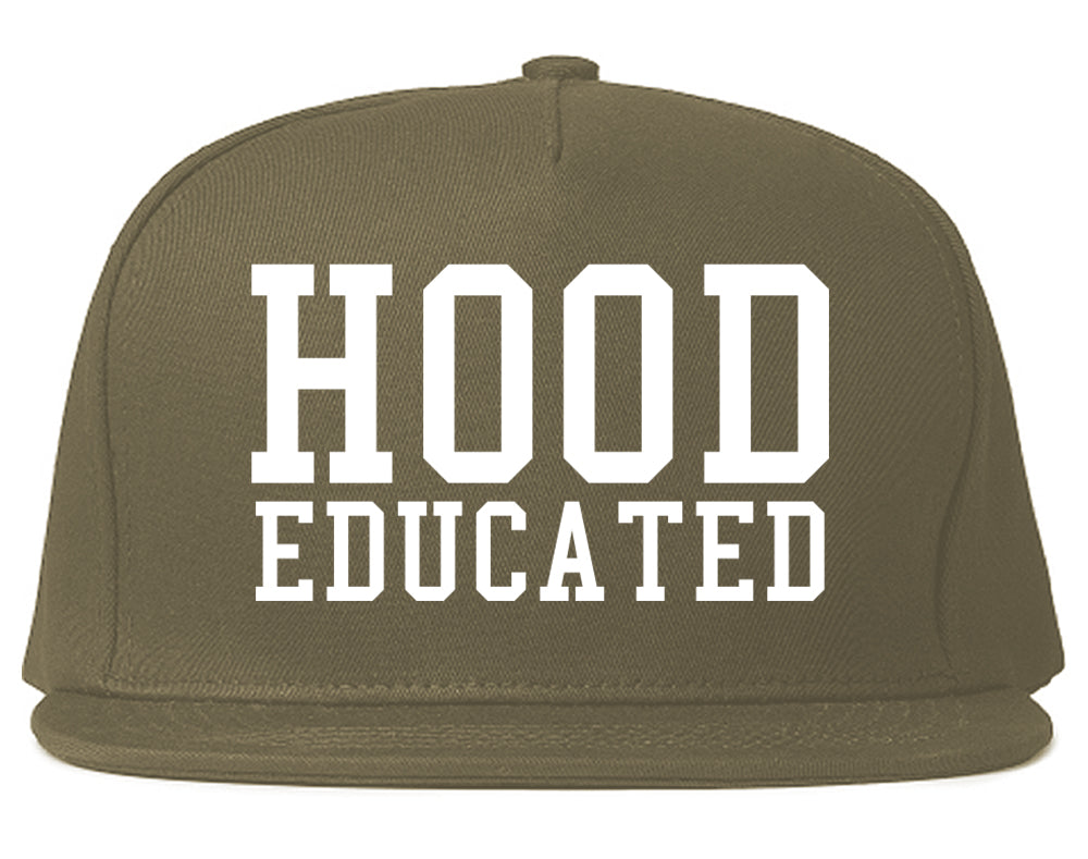 Hood Educated Funny College Mens Snapback Hat Grey