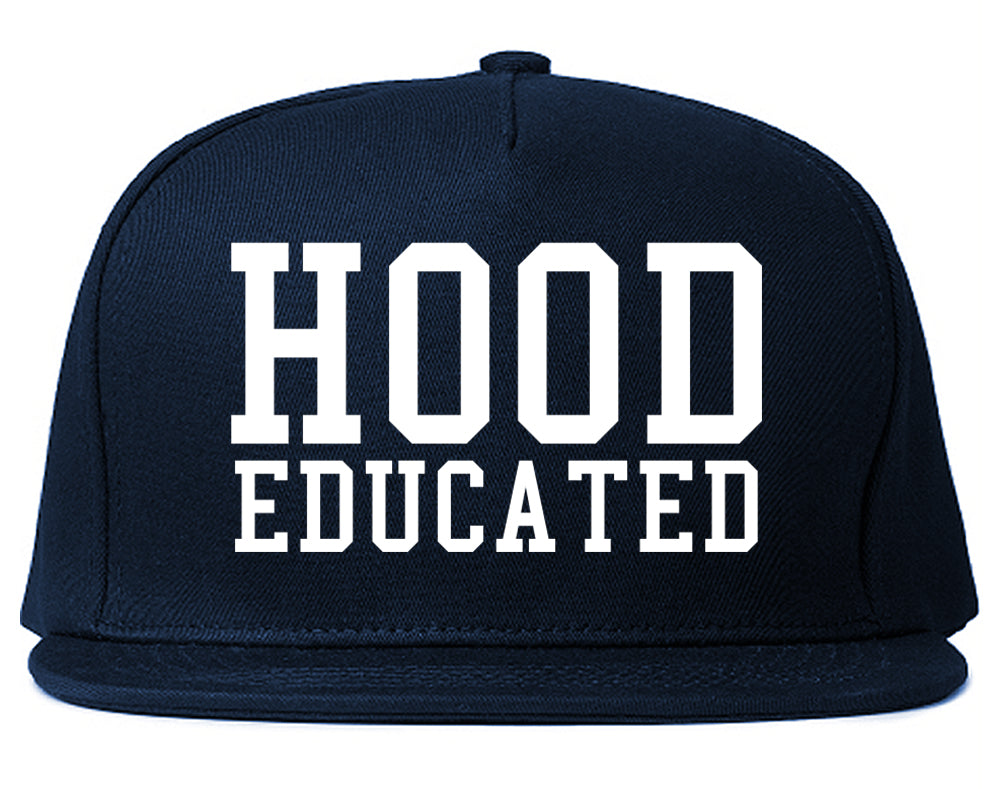 Hood Educated Funny College Mens Snapback Hat Navy Blue