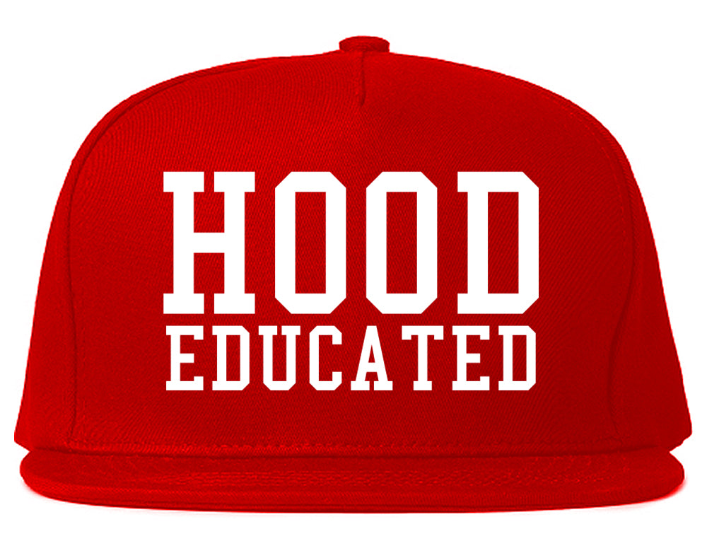 Hood Educated Funny College Mens Snapback Hat Red