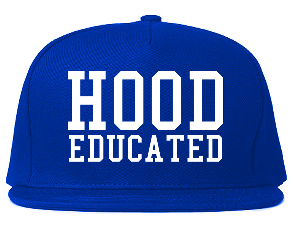 Hood Educated Funny College Mens Snapback Hat Royal Blue