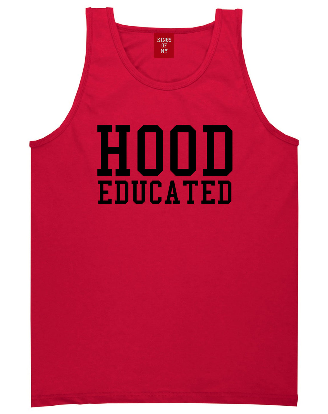 Hood Educated Funny College Mens Tank Top T-Shirt Red