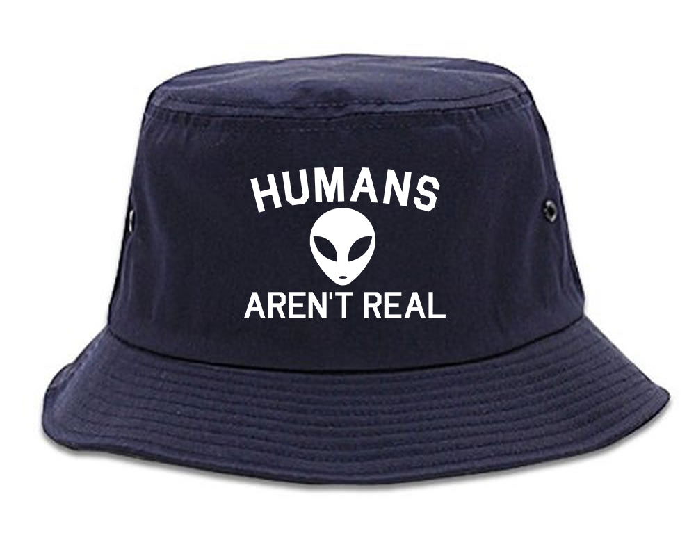 Humans Arent Real Alien Mens Bucket Hat Navy Blue