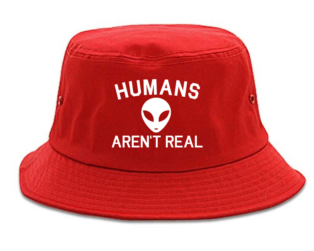 Humans Arent Real Alien Mens Bucket Hat Red