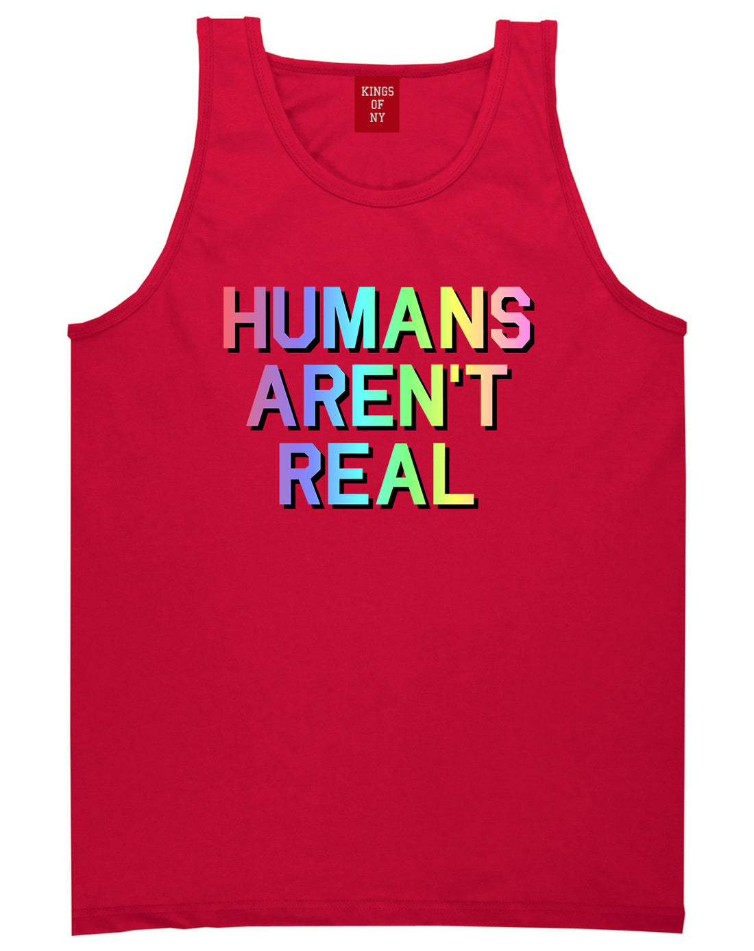 Humans Arent Real Tie Dye Hippie Rave Mens Tank Top T-Shirt Red