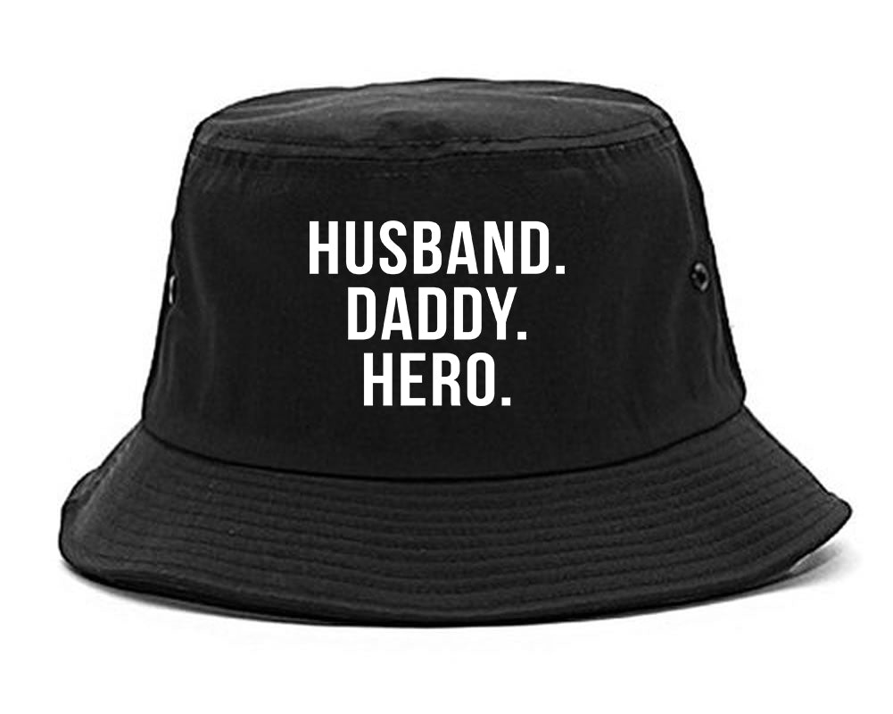 Husband Dad Hero Mens Bucket Hat Black