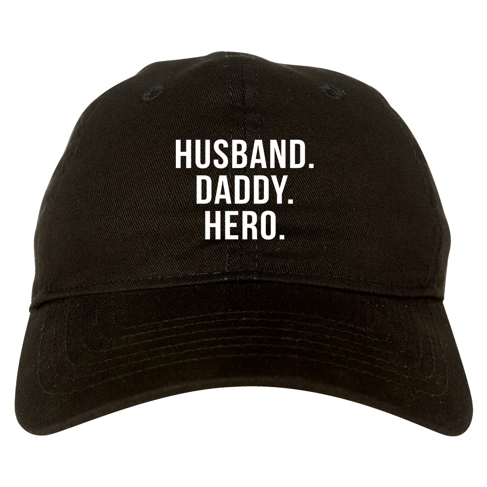 Husband Dad Hero Mens Dad Hat Baseball Cap Black