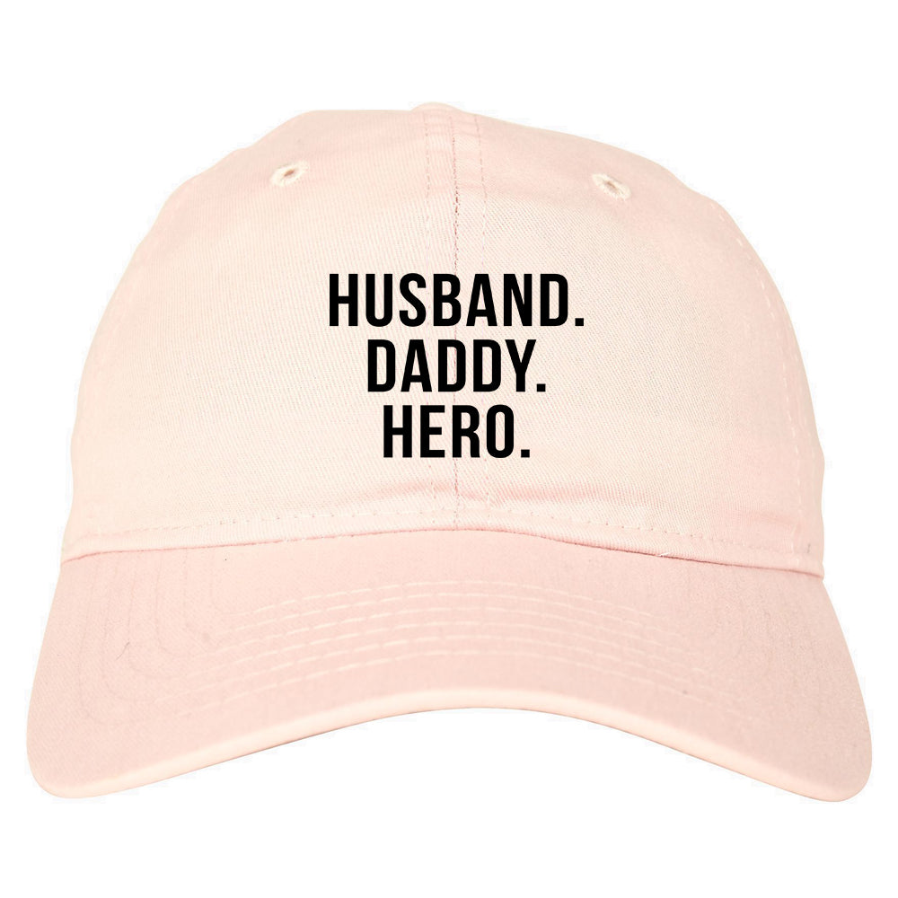 Husband Dad Hero Mens Dad Hat Baseball Cap Pink