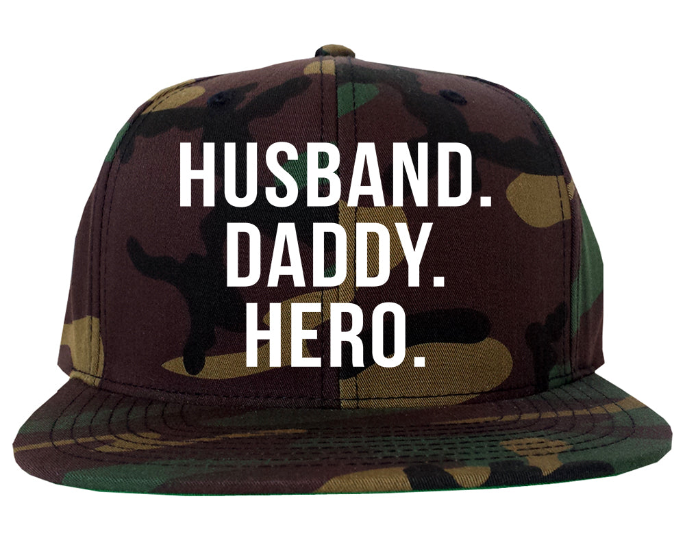 Husband Dad Hero Mens Snapback Hat Camo