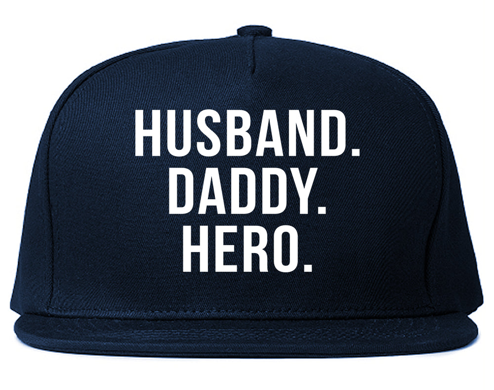 Husband Dad Hero Mens Snapback Hat Navy Blue