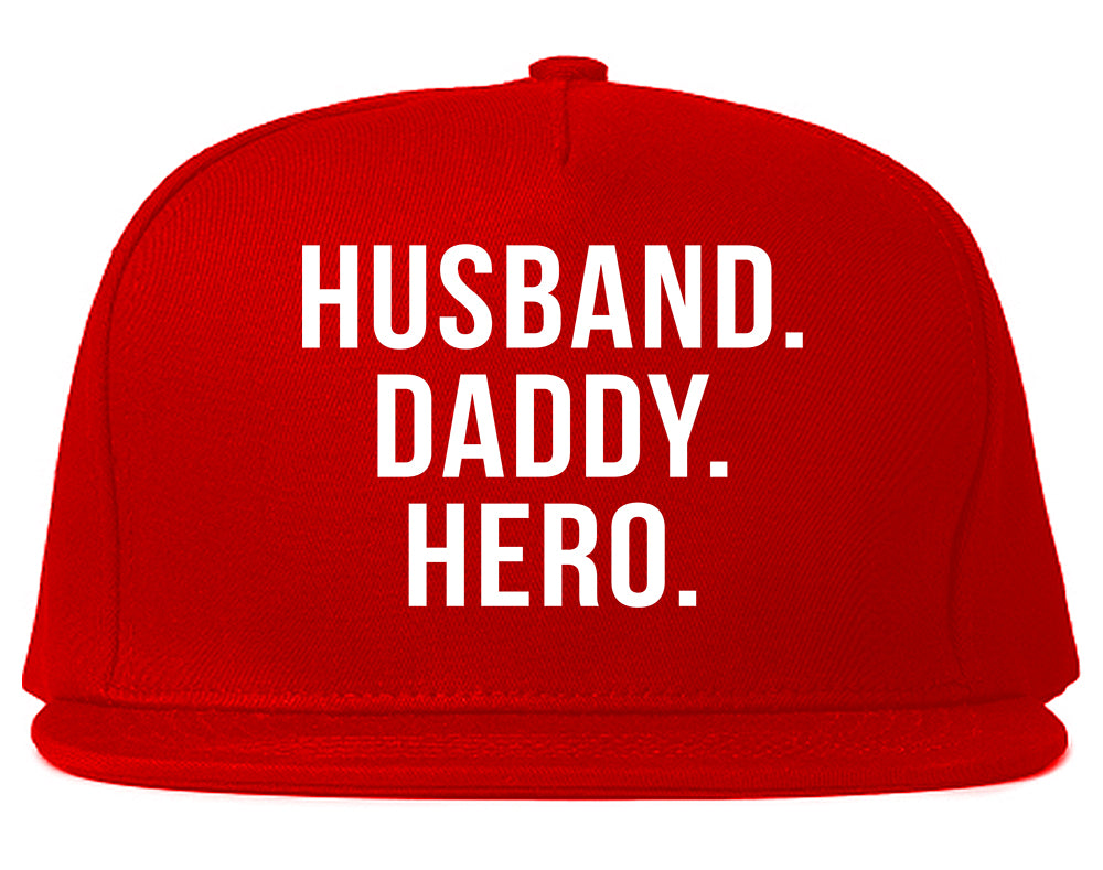 Husband Dad Hero Mens Snapback Hat Red