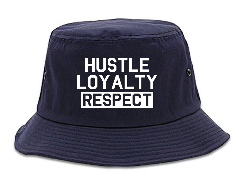 Hustle Loyalty Respect Mens Bucket Hat Navy Blue