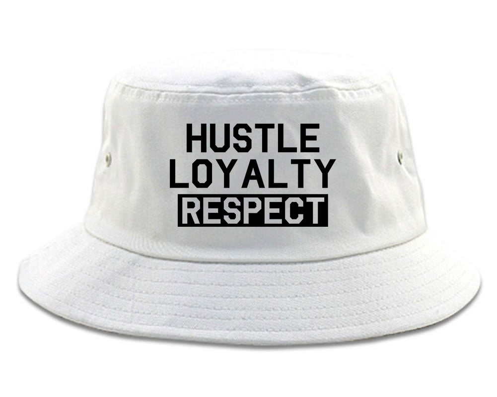 Hustle Loyalty Respect Mens Bucket Hat White