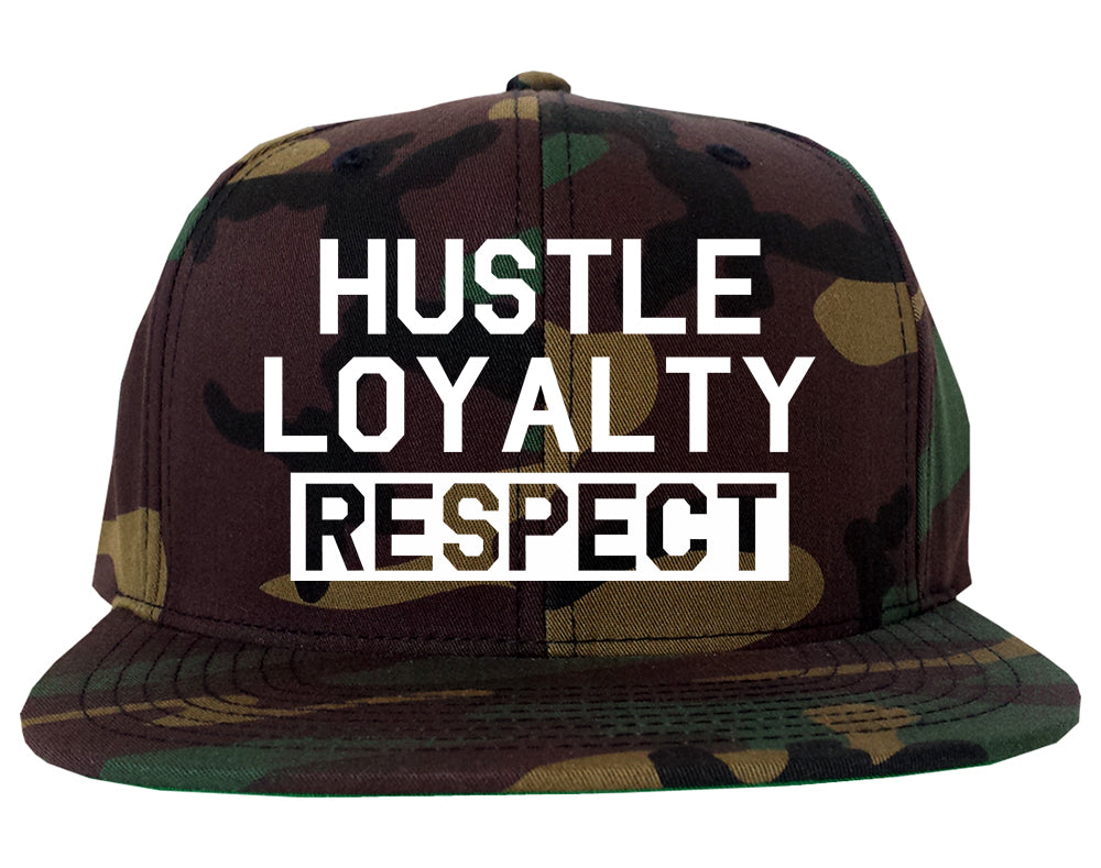 Hustle Loyalty Respect Mens Snapback Hat Camo