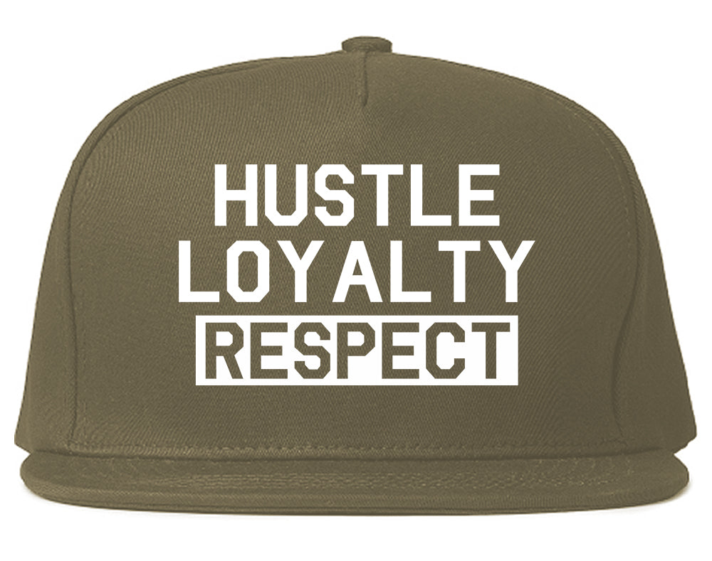 Hustle Loyalty Respect Mens Snapback Hat Grey