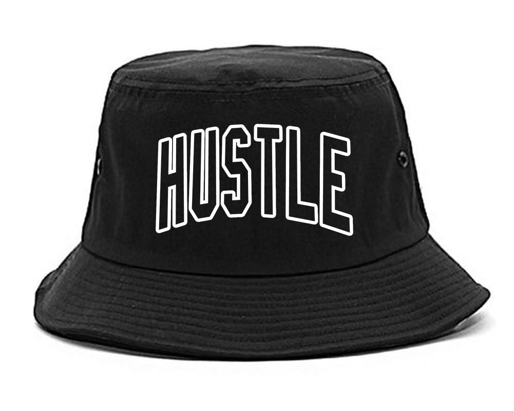 Hustle Outline Mens Bucket Hat Black
