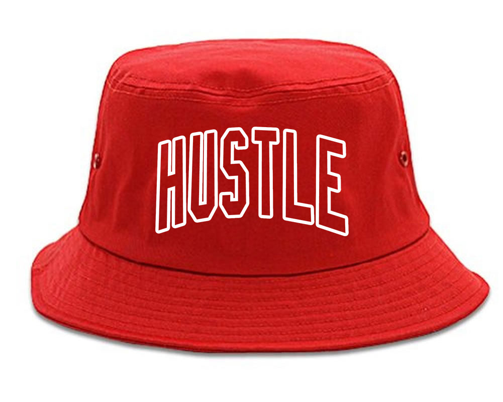 Hustle Outline Mens Bucket Hat Red
